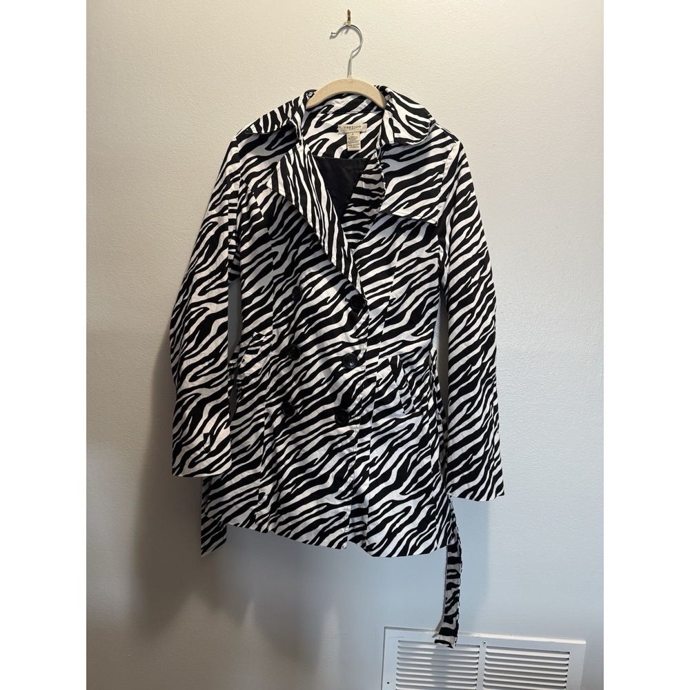 Vertigo Paris zebra print trench coat size S‎ belted lined pockets
